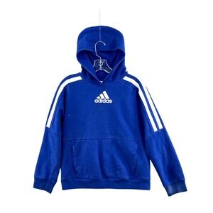 Adidas Hoodies Boys Large 14-16 Blue Fleece Lined Sportswear Gorpcore Training